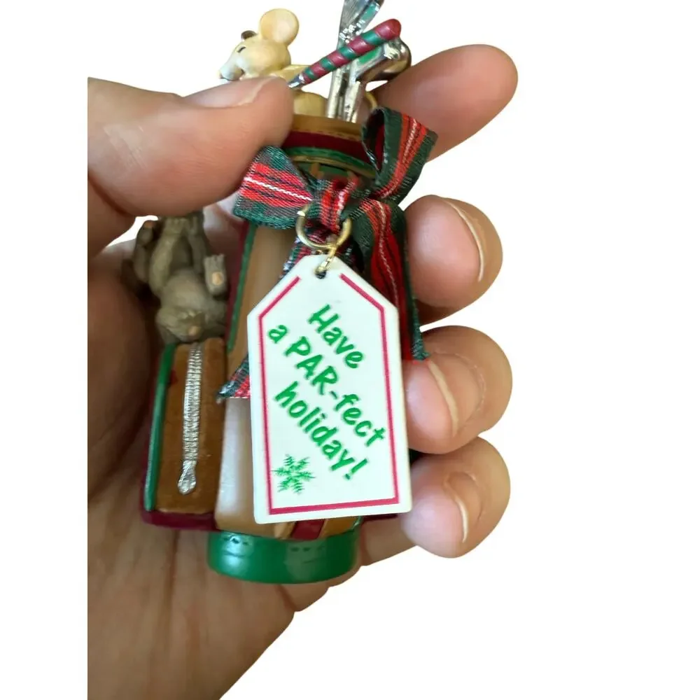 Vintage‎ Carlton Cards Christmas Caddies Mice golf ornament